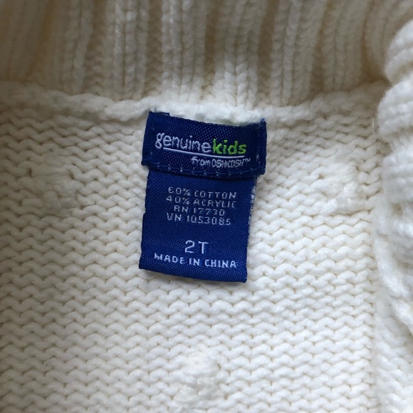 Oshkosh Shawl Collar White Belted Cardigan - Girls 2T - Picture 8 of 9